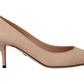 Dolce & Gabbana Elegant Nude Mid-Heel Leather Pumps