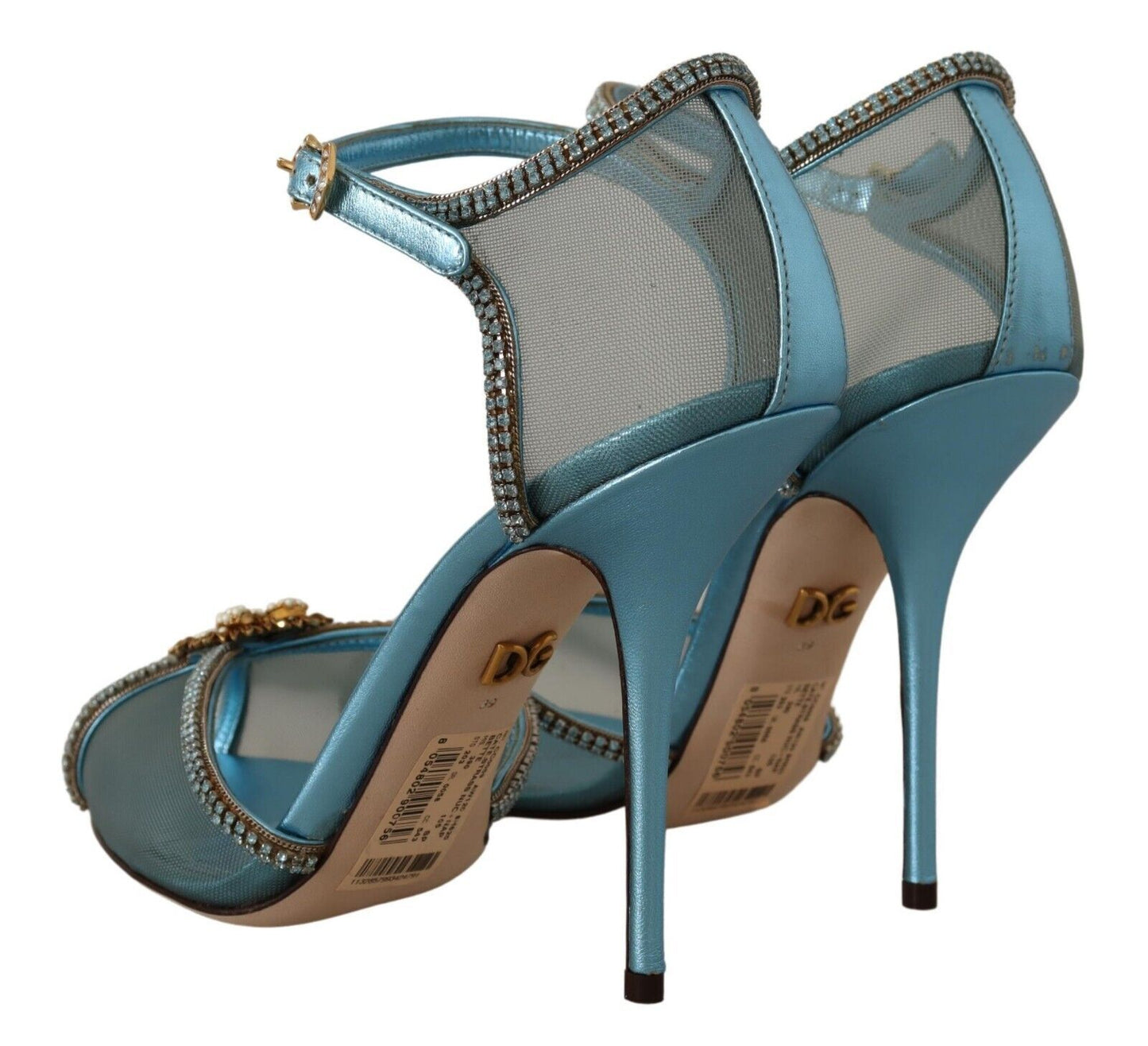 Dolce & Gabbana Elegant Blue Mesh Heel Sandals