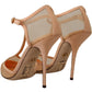 Dolce & Gabbana Elegant Beige Mesh T-Strap Pumps