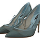 Dolce & Gabbana Chic Blue Mesh Heels with Silver Chain Details