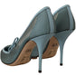 Dolce & Gabbana Chic Blue Mesh Heels with Silver Chain Details