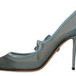 Dolce & Gabbana Chic Blue Mesh Heels with Silver Chain Details