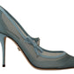 Dolce & Gabbana Chic Blue Mesh Heels with Silver Chain Details