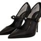 Dolce & Gabbana Elegant Black Leather Crystal Pumps