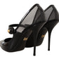 Dolce & Gabbana Elegant Black Leather Crystal Pumps