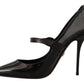 Dolce & Gabbana Elegant Black Leather Crystal Pumps