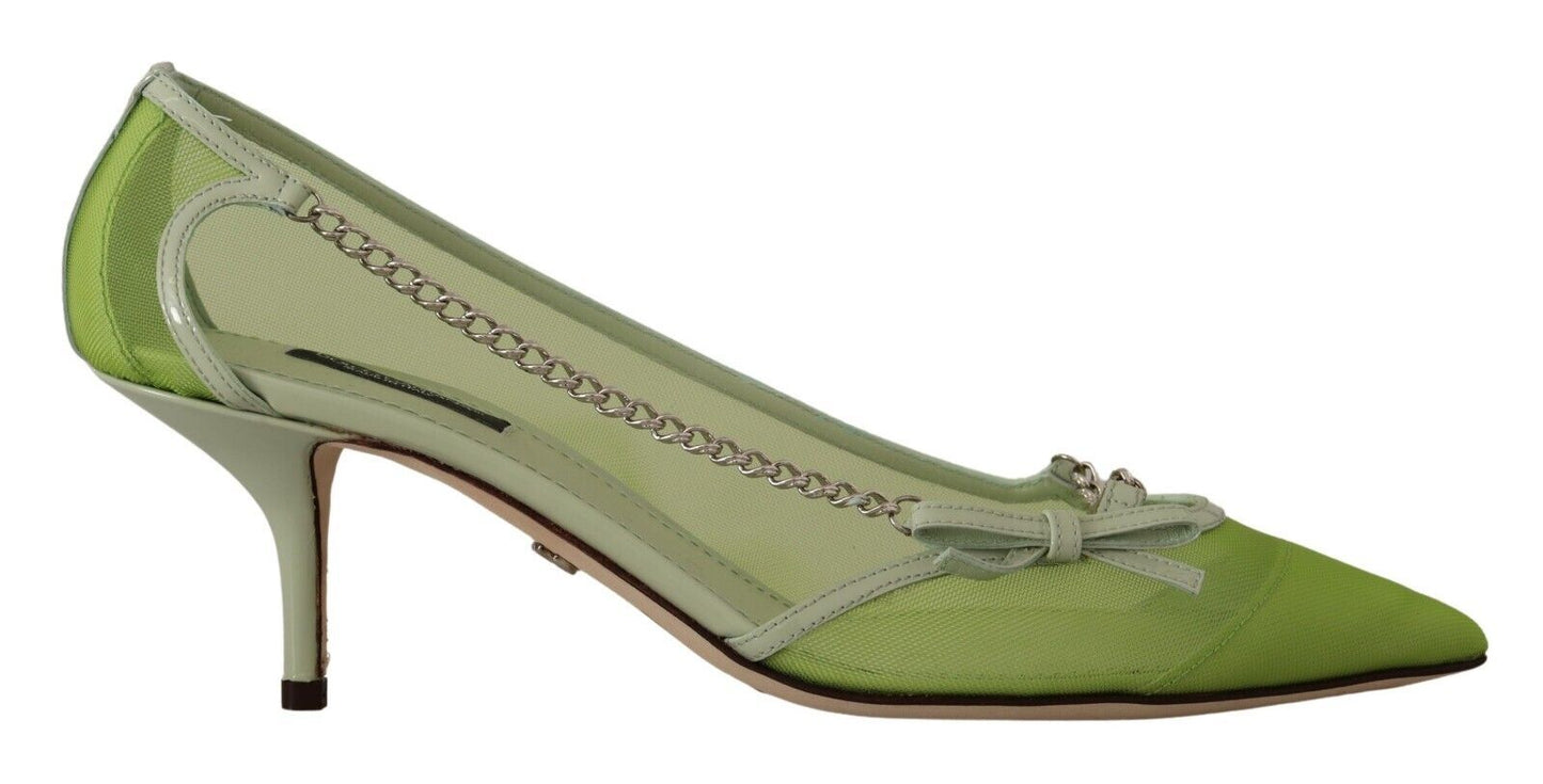 Dolce & Gabbana Enchanting Green Mesh Chain Pumps