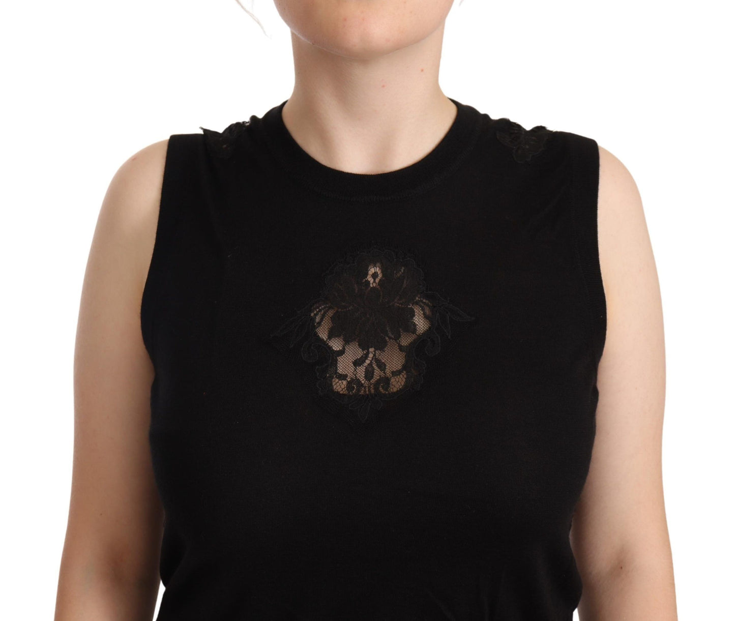 Dolce & Gabbana Silk Cashmere Sleeveless Top in Chic Black