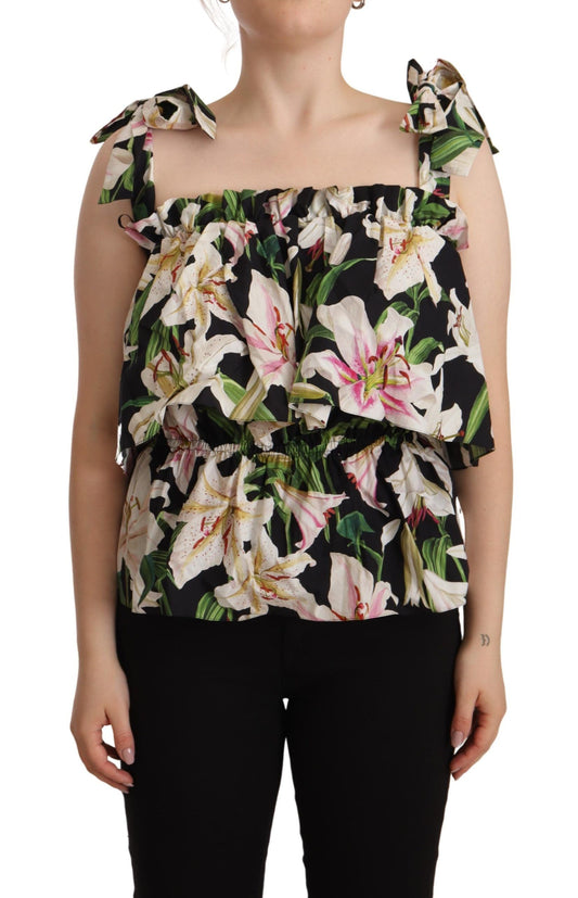 Dolce & Gabbana Elegant Sleeveless Floral Cotton Top