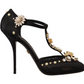 Dolce & Gabbana Elegant Crystal-Embellished Mesh T-Strap Pumps