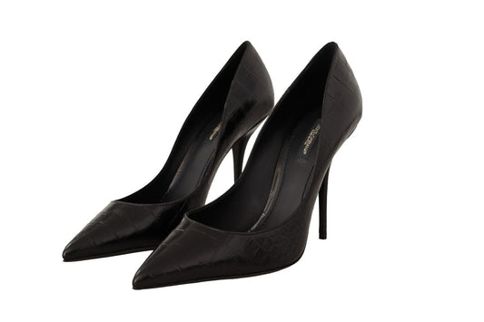 Dolce & Gabbana Elegant Black Leather Stiletto Pumps