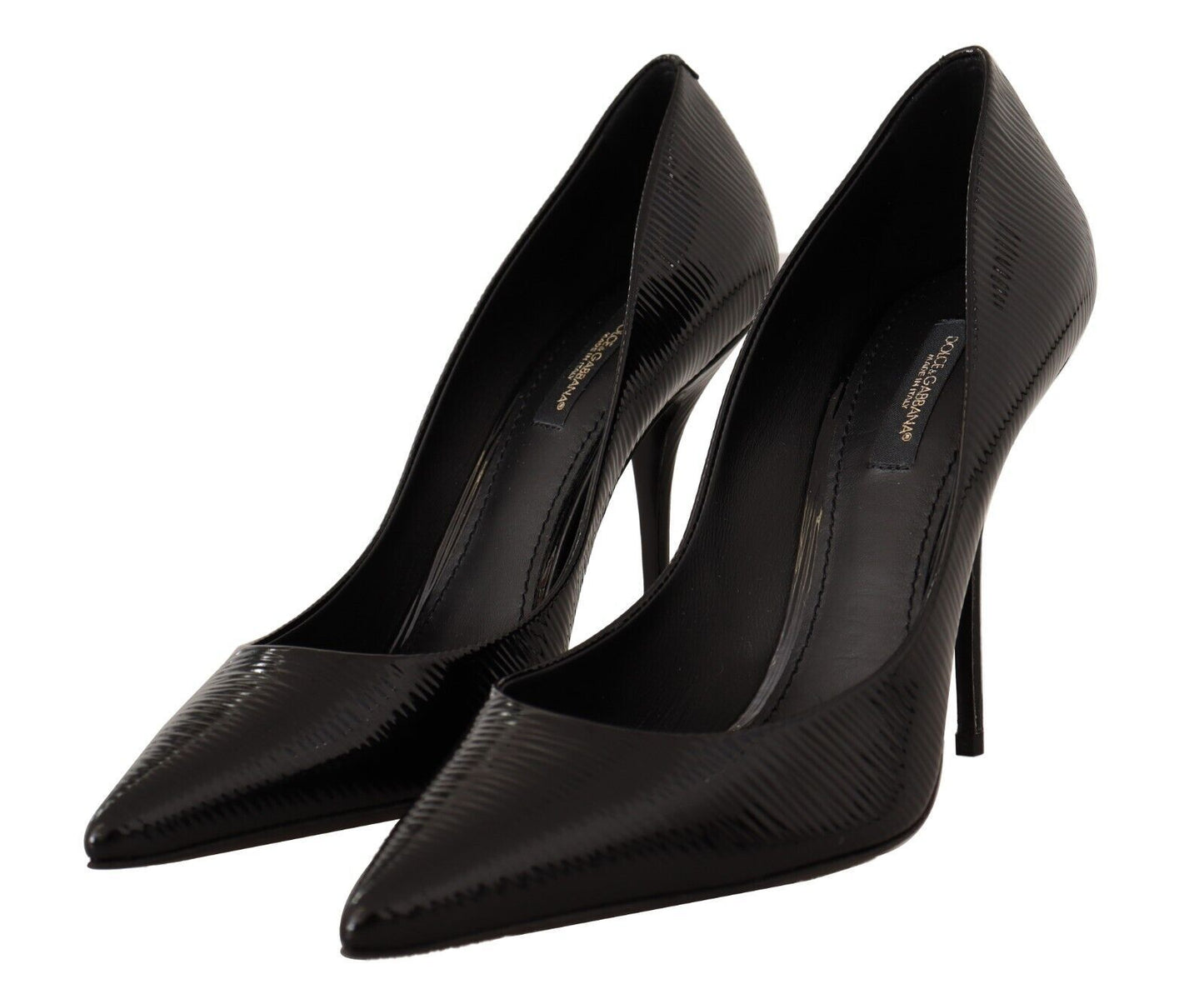 Dolce & Gabbana Elegant Black Leather Stiletto Pumps