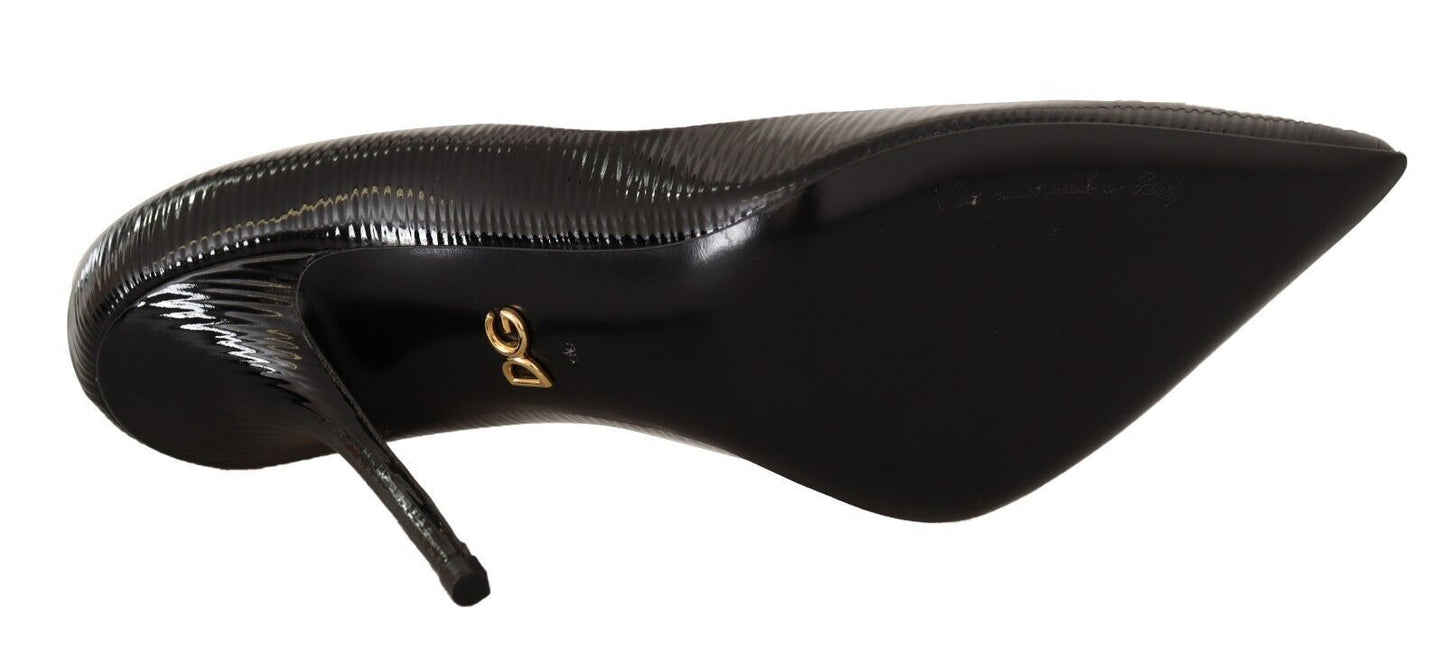 Dolce & Gabbana Elegant Black Leather Stiletto Pumps