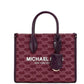 Michael Kors Mirella Small Mulberry Canvas Top Zip Shopper Tote Crossbody Bag