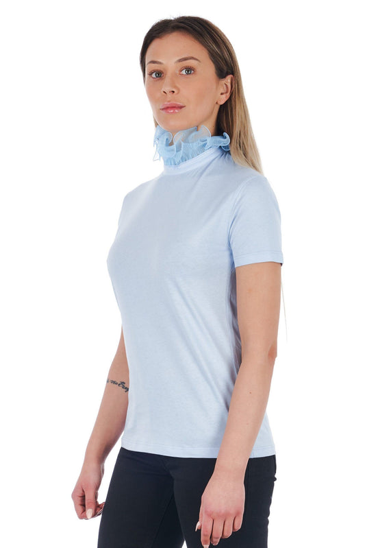 Frankie Morello Light-Blue Cotton Women Top