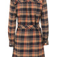 Imperfect Chic Tartan Button-Up Dress - Orange & Blue