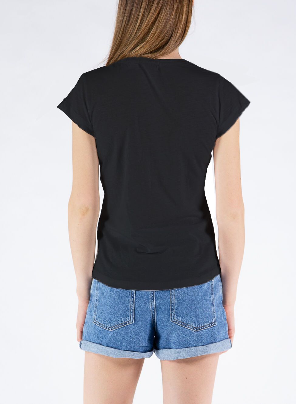 Yes Zee Black Cotton Women T-Shirt