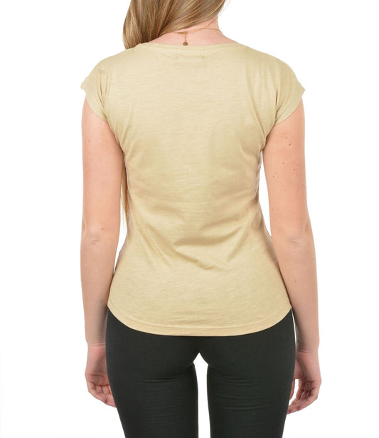 Yes Zee Beige Cotton Women T-Shirt