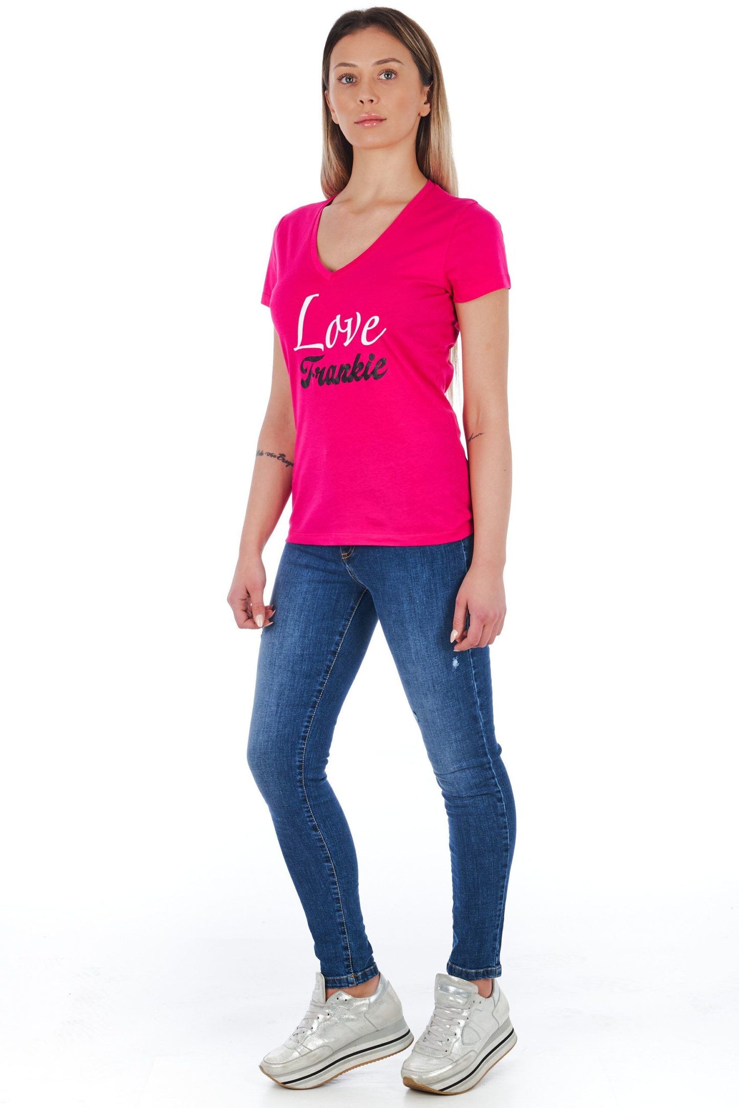 Frankie Morello Pink Cotton Women T-Shirt