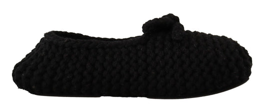 Dolce & Gabbana Elegant Black Wool Knit Ballet Flats