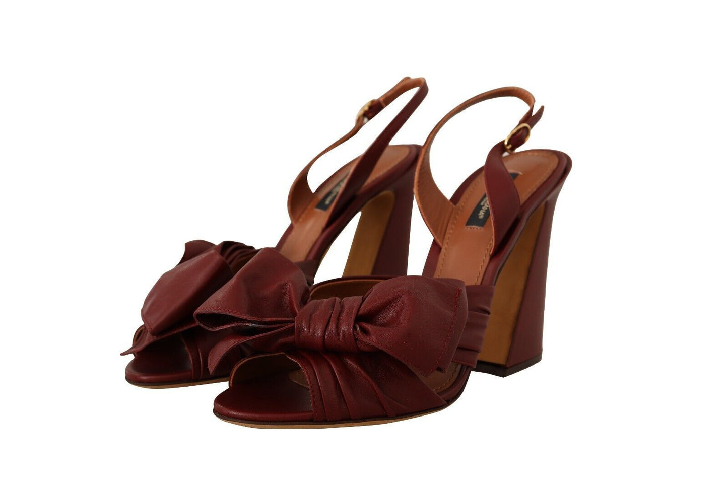 Dolce & Gabbana Burgundy Bow Applique Leather Heels