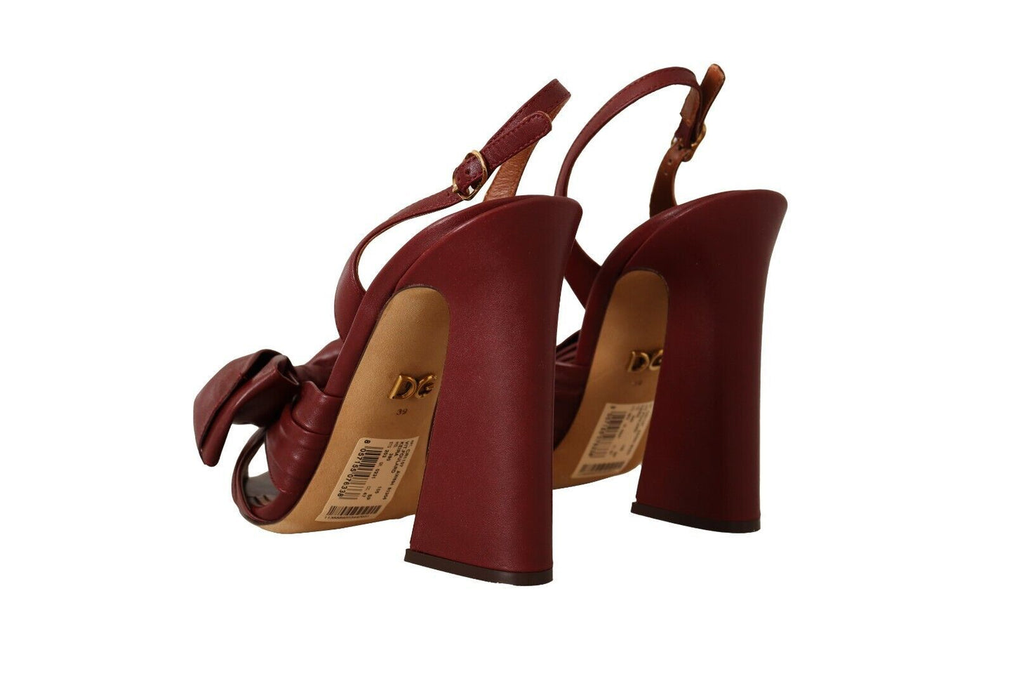 Dolce & Gabbana Burgundy Bow Applique Leather Heels