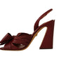 Dolce & Gabbana Burgundy Bow Applique Leather Heels