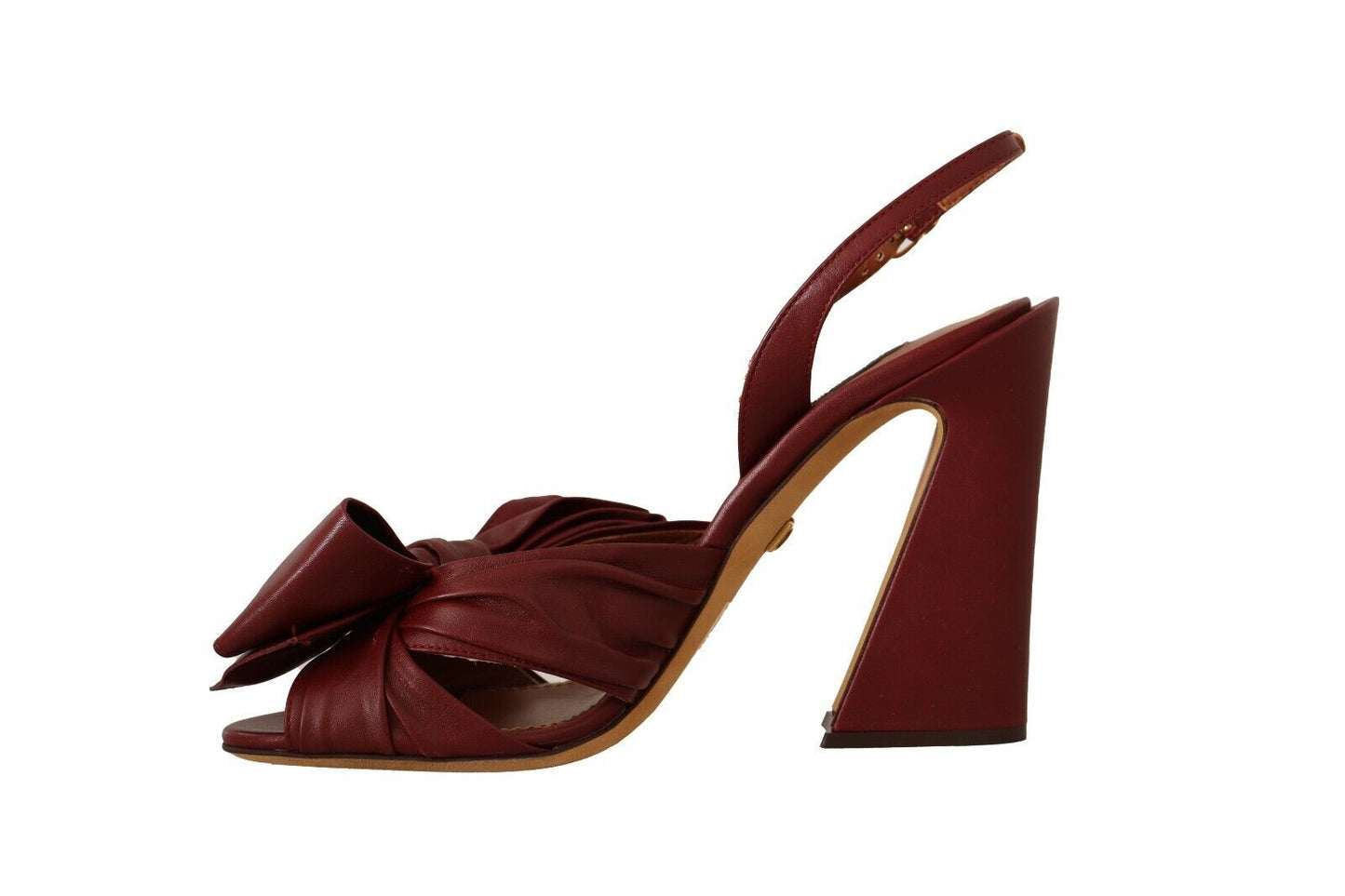 Dolce & Gabbana Burgundy Bow Applique Leather Heels