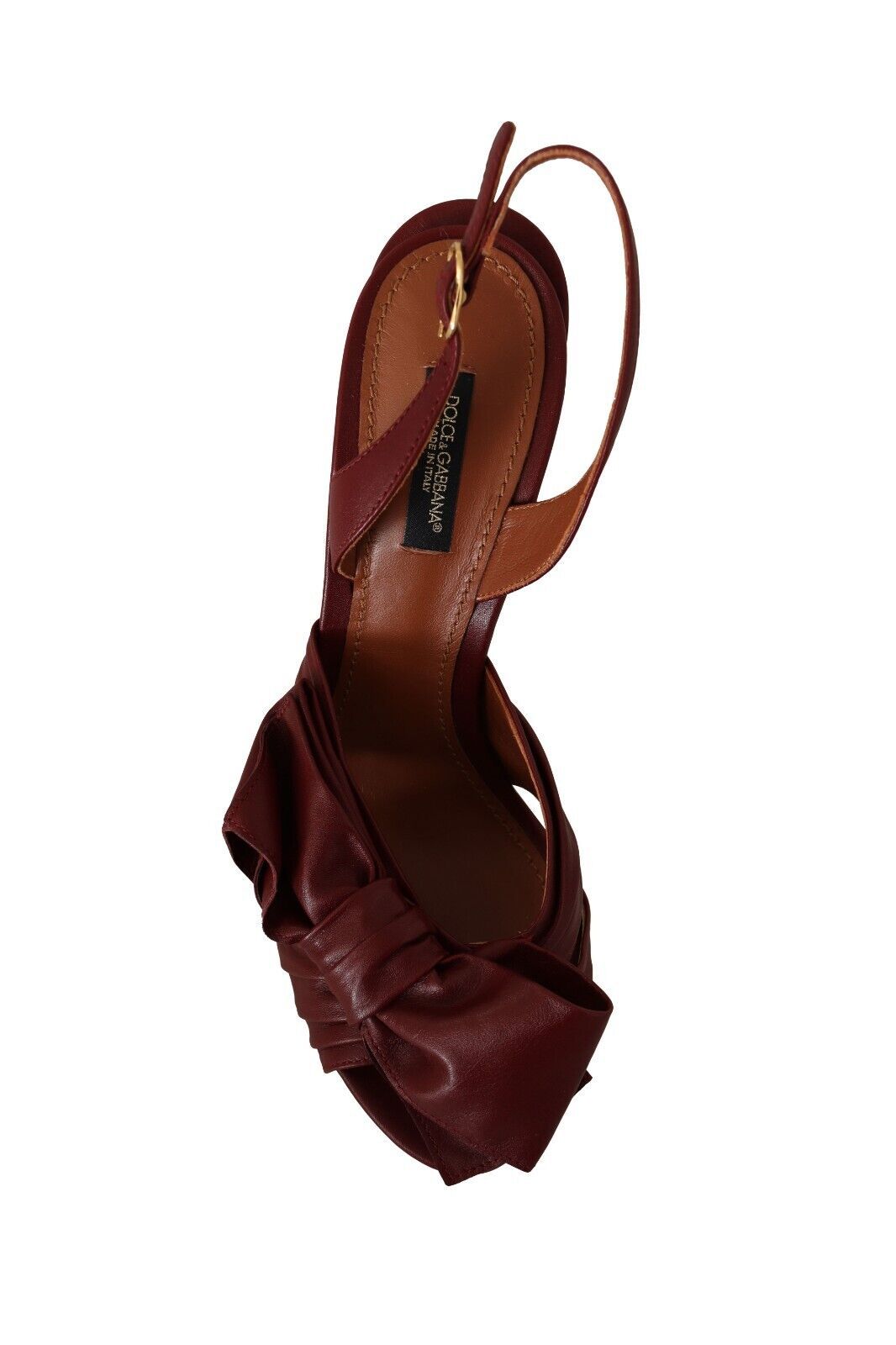 Dolce & Gabbana Burgundy Bow Applique Leather Heels