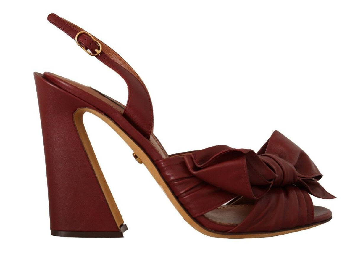 Dolce & Gabbana Burgundy Bow Applique Leather Heels