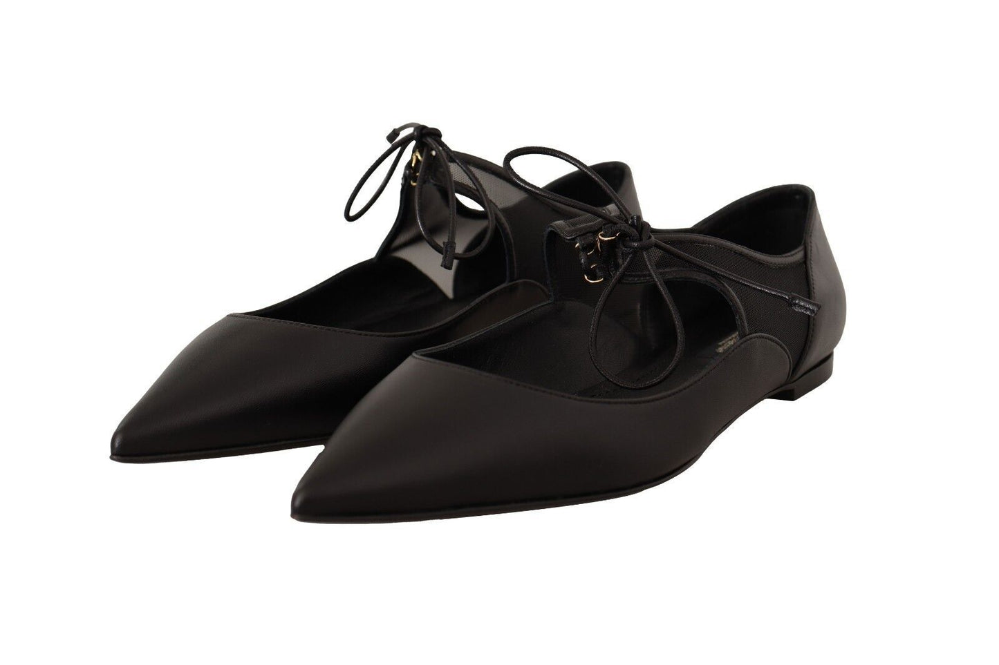 Dolce & Gabbana Elegant Black Mesh Ballerina Flats