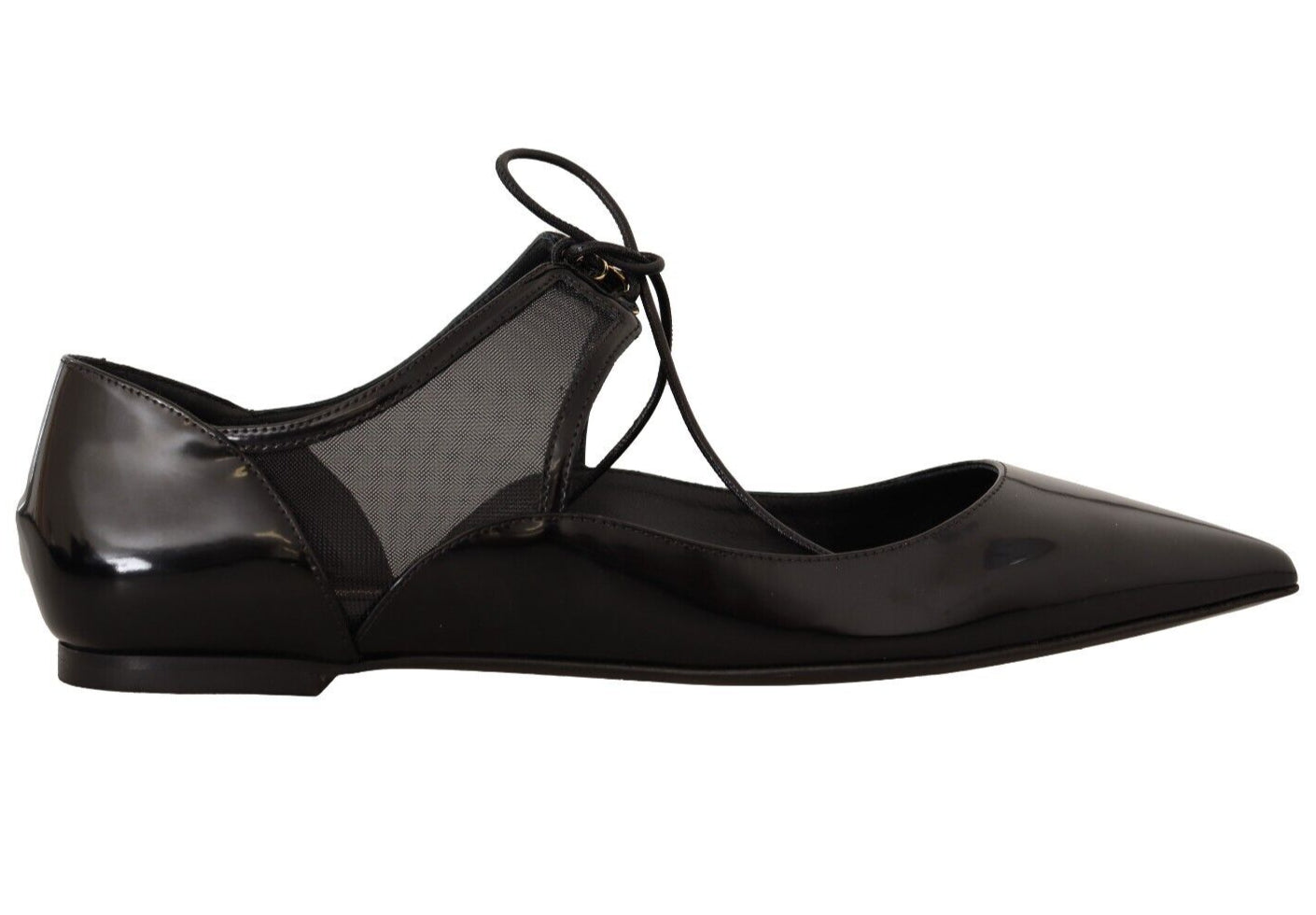 Dolce & Gabbana Elegant Pointed Toe Lace-Up Ballerina Flats