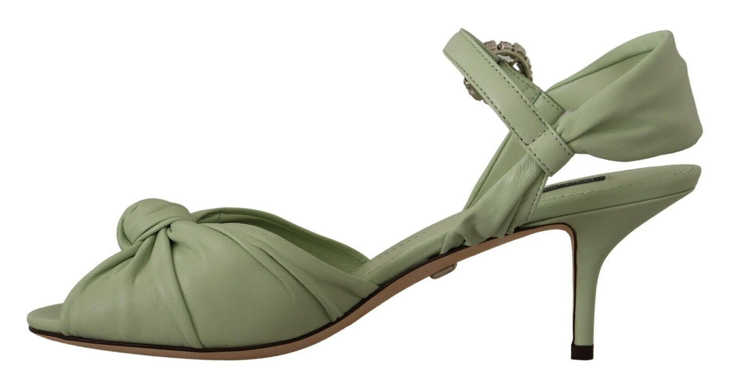 Dolce & Gabbana Elegant Aqua Green Ankle Strap Crystal Sandals