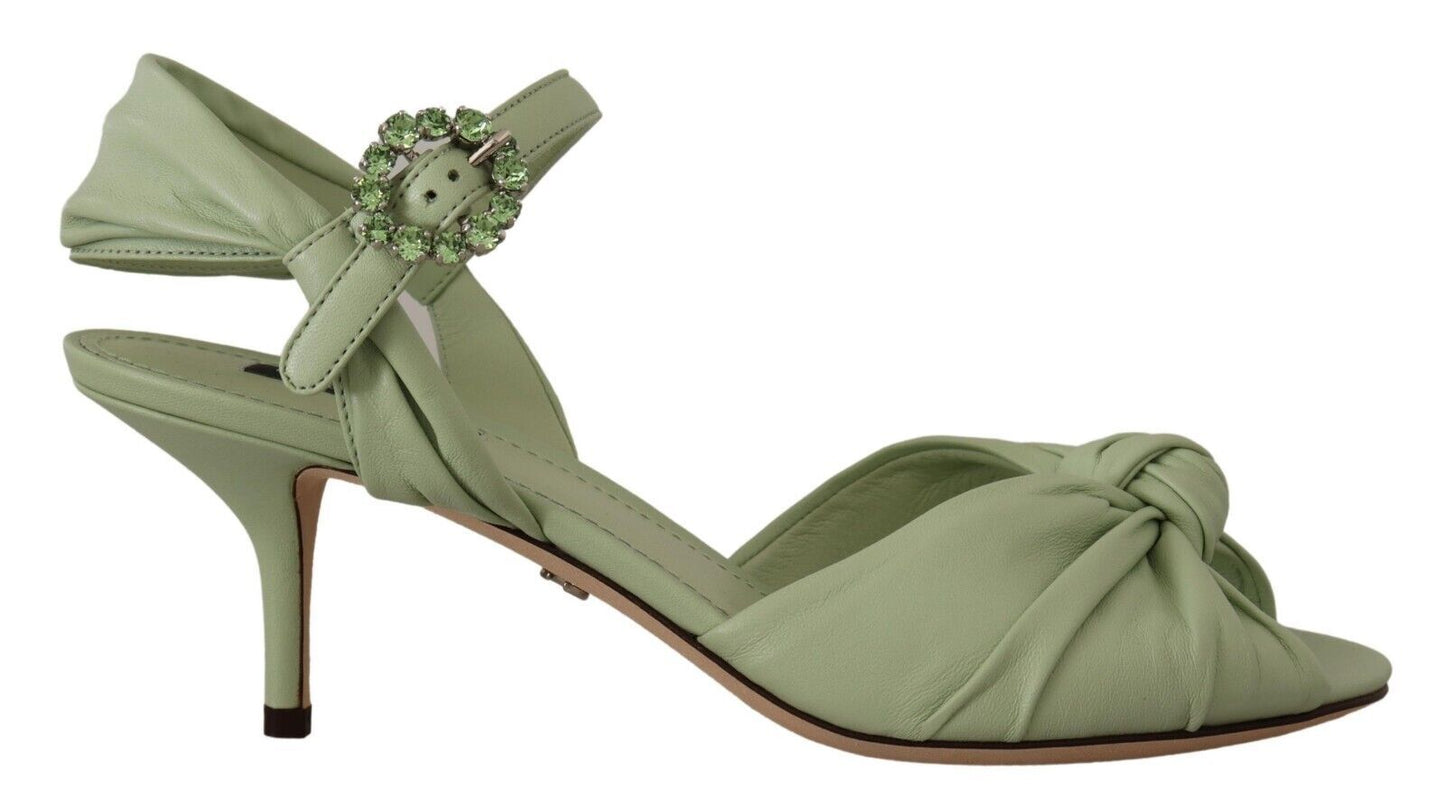 Dolce & Gabbana Elegant Aqua Green Ankle Strap Crystal Sandals