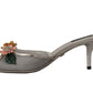 Dolce & Gabbana Elegant Silver Floral Kitten Heel Sandals