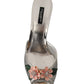 Dolce & Gabbana Elegant Silver Floral Kitten Heel Sandals