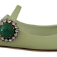 Dolce & Gabbana Emerald Crystal Embellished Leather Slides