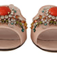 Dolce & Gabbana Crystal-Embellished Leather Slide Flats