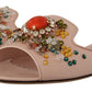 Dolce & Gabbana Crystal-Embellished Leather Slide Flats