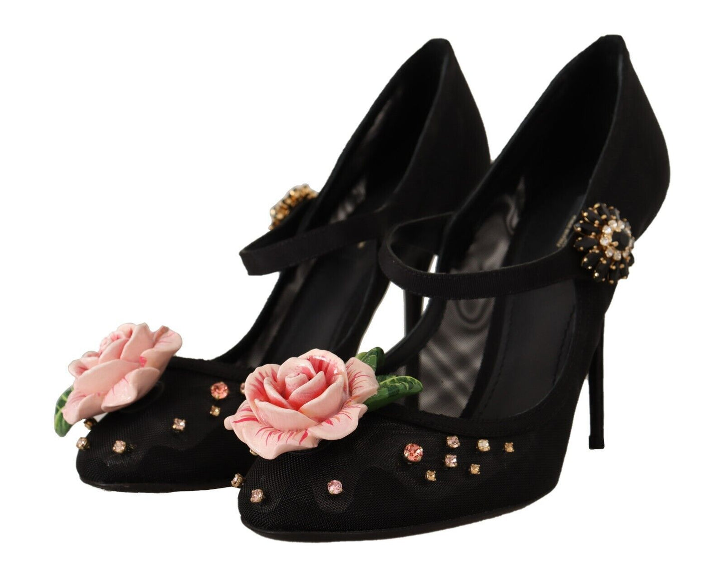 Dolce & Gabbana Elegant Floral Crystal Mesh Pumps