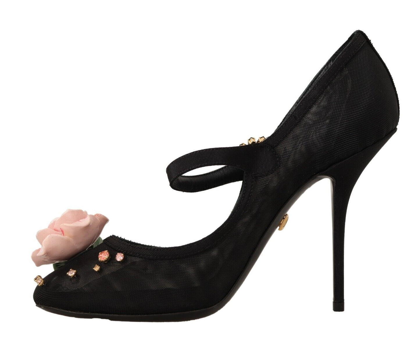 Dolce & Gabbana Elegant Floral Crystal Mesh Pumps