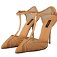 Dolce & Gabbana Elegant Peach T-Strap Heels Pumps