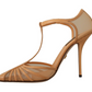 Dolce & Gabbana Elegant Peach T-Strap Heels Pumps