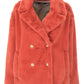 Imperfect Elegant Red Faux Fur Jacket with Button Closure