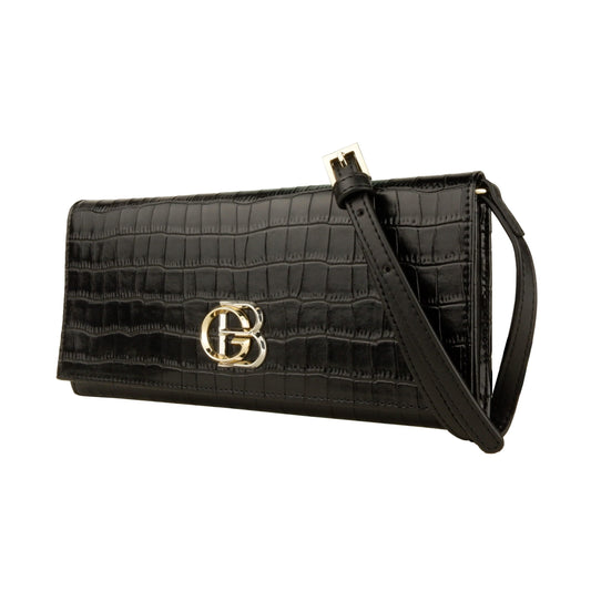 Baldinini Black Vitello Leather Women Crossbody