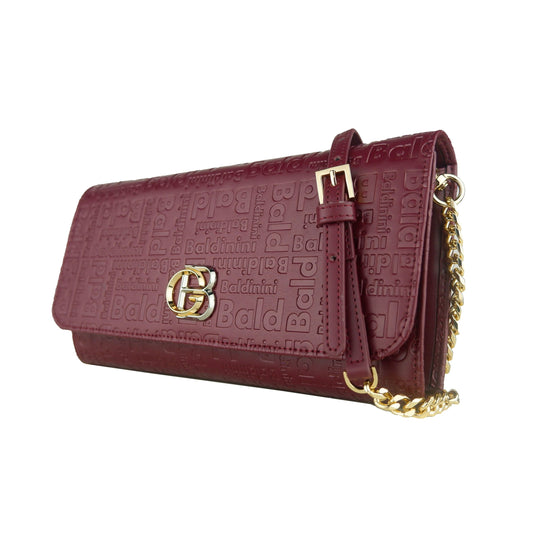 Baldinini Elegant Burgundy Calf Leather Crossbody Bag