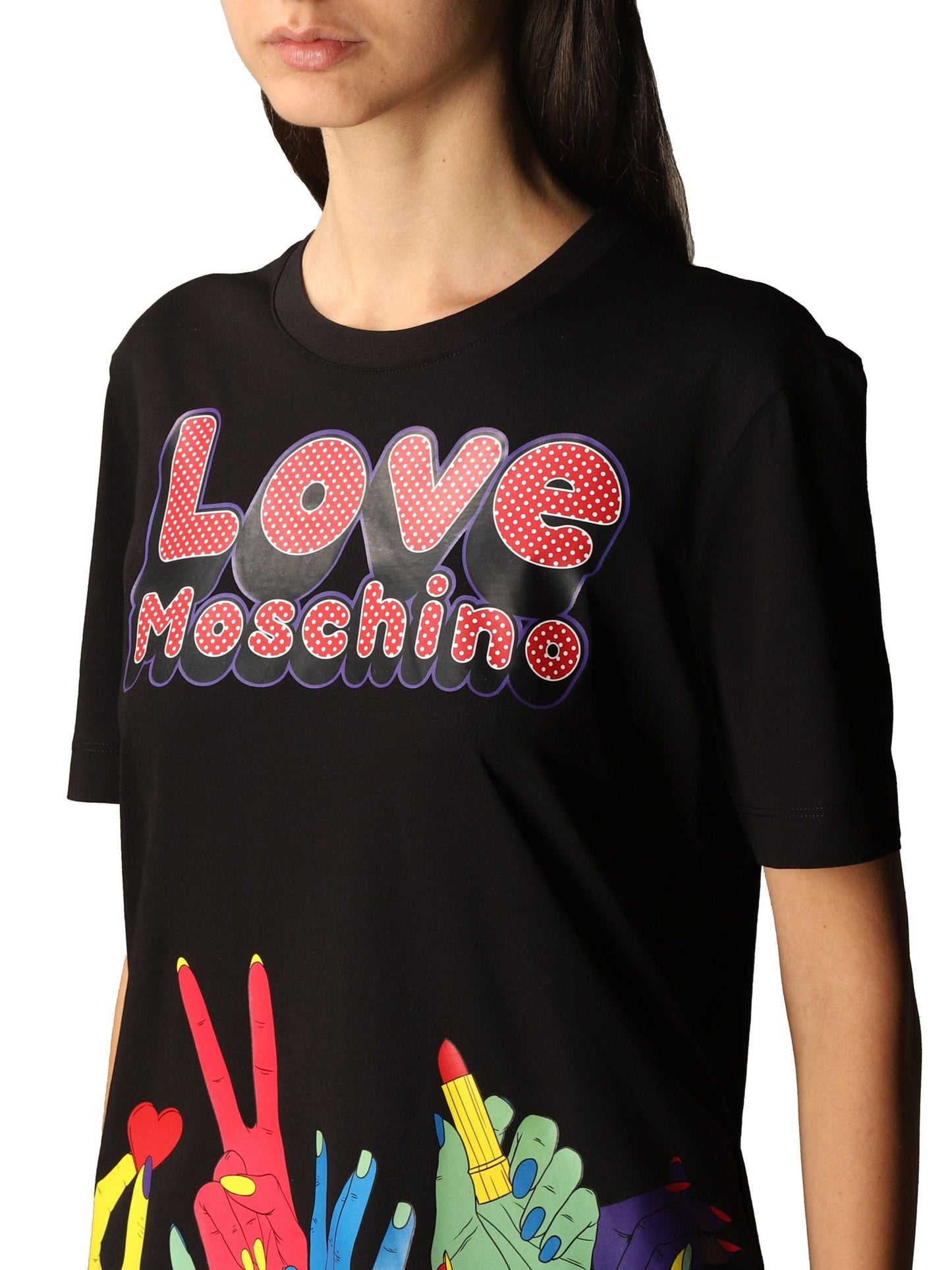 Love Moschino Chic Hands Print Cotton Tee