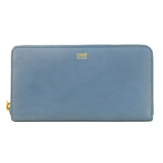 Cavalli Class Blue Calfskin Women Wallet