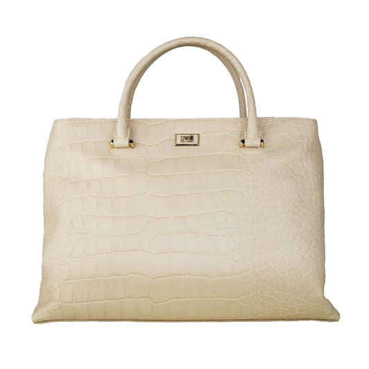 Cavalli Class White Calfskin Women Handbag