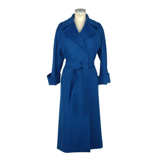 Made in Italy Elegant Blue Wool Coat with Loro Piana Fabric